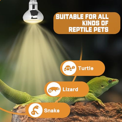 LUCKY HERP Heat Lamp Bulbs, UVA Intense Basking Spot Light Reptile Heat Lamp(Clear) 50W, Simulated Natural Sunlight Heat Lamp Bulbs for Reptile, Bearded Dragon, Amphibian, Turtle, Snake, Lizard - color: Clear Reptile Heat Lamp, size: 50W 1-Pack