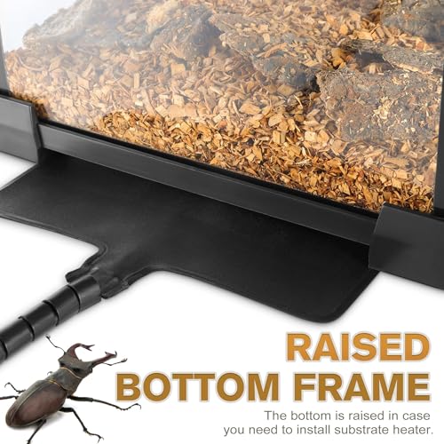 12"x8"x8" Reptile Terrarium, Escape-Proof Glass Terrestrial Vivarium for Hatchling Snakes Such as Corn Snakes, with Escape-Proof Lock & Feeding Hatch - size: 12"D x 8"W x 8"H