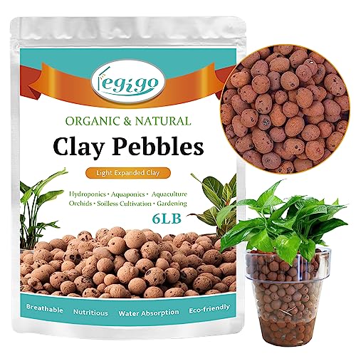 Legigo 6 LB Organic Leca Clay Pebbles for Plants, 4mm-16mm 100% Natural Leca Balls for Indoor Plants, Hydroton Clay Pebbles for Plants Hydroponic Aquaponics Growing Orchid Drainage Terrarium - color: 6LB