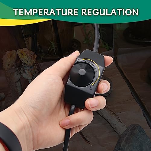 Dual Reptile Deep Dome Lamp Fixture with Temperature Adjustment,Dual Deep Cap Combo Integration Design Heat Lighting Lamp UVB Light with Independent Switches, for Reptile Snake and Tortoise
