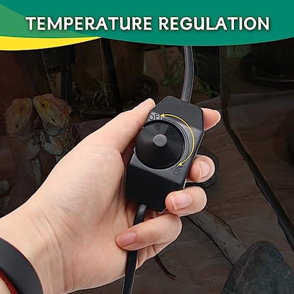 Dual Reptile Deep Dome Lamp Fixture with Temperature Adjustment,Dual Deep Cap Combo Integration Design Heat Lighting Lamp UVB Light with Independent Switches, for Reptile Snake and Tortoise