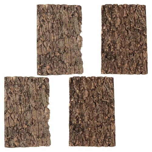 SHINEOFI 4pcs Reptile Bark Decor Wood,11. 8" X 7. 8" Cork Bark Background Natural Terrariums Background Cork Wood Habitat Tank Decoration for Bearded Dragon