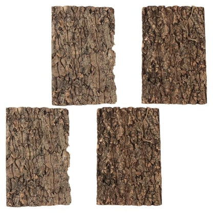 SHINEOFI 4pcs Reptile Bark Decor Wood,11. 8" X 7. 8" Cork Bark Background Natural Terrariums Background Cork Wood Habitat Tank Decoration for Bearded Dragon