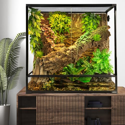 REPTI ZOO Large Tall Glass Reptile Tank 36"x18"x36", 100 Gallon Vertical Reptile Terrarium with Mesh for Chameleon Arboreal Lizard Frog, Paludarium Vivarium Tank