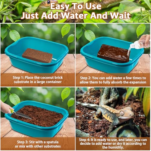 Riare 8 Pack Natural Coconut Fiber Substrate for Reptile- Premium Compressed Coconut Husk Terrarium Bedding for Reptile, Tortoise, Frogs, Snakes Hermit Crabs, Burrowing Animals - color: 8 pack