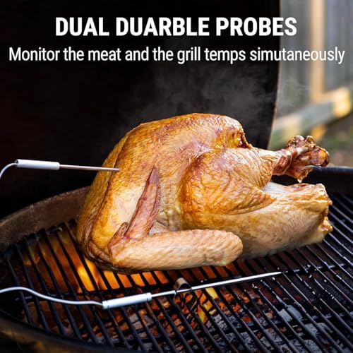 TempPro TP20 500FT Wireless Meat Thermometer with Dual Meat Probe, Digital Cooking Food Meat Thermometer Wireless for Smoker BBQ Grill Thermometer Beef Steak Turkey Thermometer (Previously ThermoPro) - color: Orange