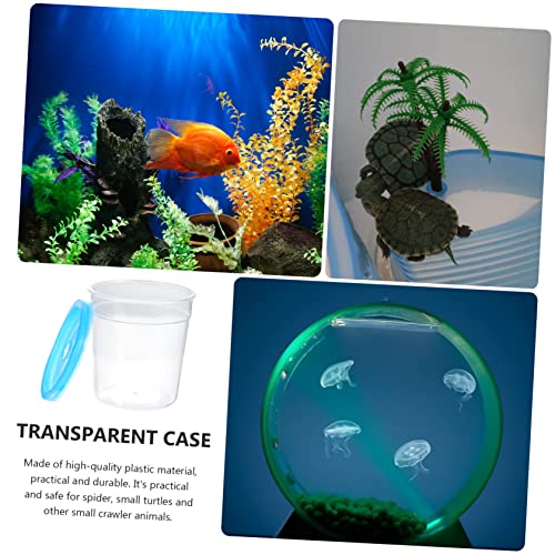 Plastic Reptile Feeding Box Lid Mini Turtle Tank and Betta Fish Cup Insect Breeding Container for Terrarium and Aquariums 1 Piece Random Color