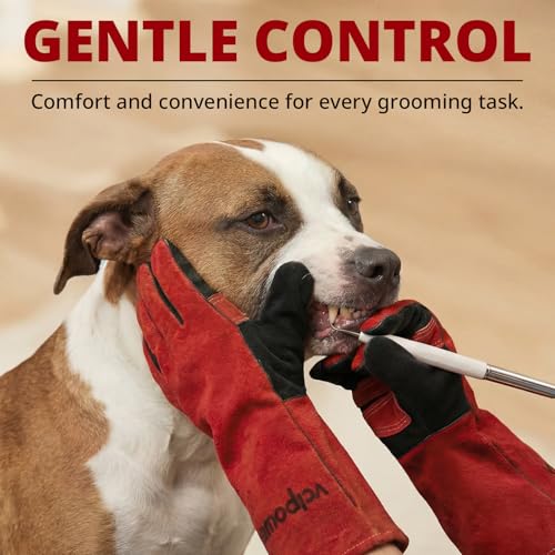 vclpower Animal Handling Gloves Size L Fit for Men & Large Hands Bite Proof Double Leather Reinforced Padding Dog,Cat Scratch,Bird Handling Falconry Gloves Grabbing Reptile Squirrel Snake Bite 16in | Size L Fit for Men & Large Hands - size: L