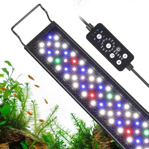 hygger 36W LED Aquarium Light, 36-42 Inch Fish Tank Light with Timer Auto On/Off, Sunrise Sunset Mode, Adjustable Brightness and Colors, Full Spectrum Light with Extendable Brackets for Freshwater - size: 36"- 42" (36W)