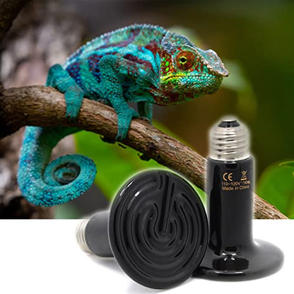 150W 2-Pack Ceramic Heat Lamp Bulb Infrared Reptile for Pet Coop Lizard Snake Turtle Aquarium No Light No Harm Emitted