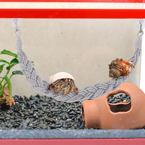 Reptile Vines Toys Hermit – Lightweight Crab Tank Terrarium Accessories, Modern, High-Performance, Climbing Jute Rope, Ladder Lizards Geckos Snakes | Lizards Geckos Snakes - color: Gray