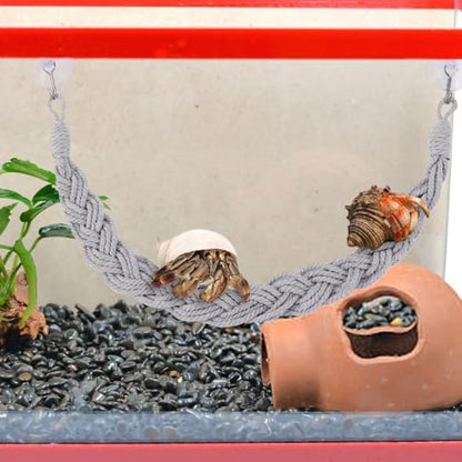 Reptile Vines Toys Hermit – Lightweight Crab Tank Terrarium Accessories, Modern, High-Performance, Climbing Jute Rope, Ladder Lizards Geckos Snakes | Lizards Geckos Snakes - color: Gray