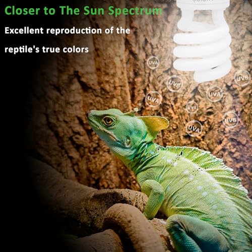 Aiicioo UVB Reptile Light 10.0 23W Desert UVB Spiral Compact Fluorescent Lamp UVB Reptile Light Bulb Tropical and Sub-Tropical UVB Bulb for Reptiles - size: UVB 10.0 23W