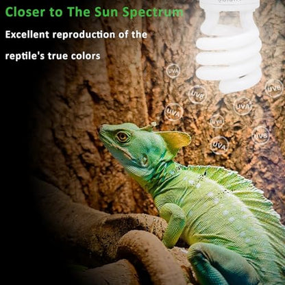 Aiicioo UVB Reptile Light 10.0 23W Desert UVB Spiral Compact Fluorescent Lamp UVB Reptile Light Bulb Tropical and Sub-Tropical UVB Bulb for Reptiles - size: UVB 10.0 23W