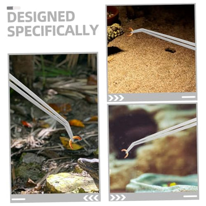 LIOOBO 2pc Reptile Feeding Tongs Stainless Steel Tweezers Long Handle for Terrarium Aquarium