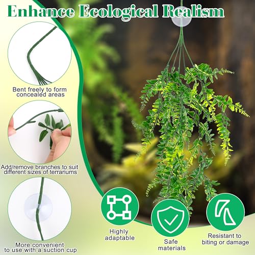 Snake Climbing Vines with Reptile Plants Kit, Handcrafted Jungle Vines, Snake Enclosure Accessories for Ball Pythons, Corn Snakes, Bearded Dragon, Chameleon, Lizard, Snake Enrichment Toys