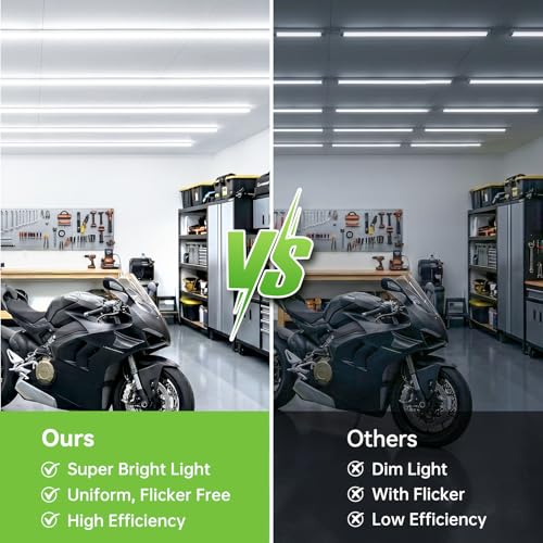 Pak LED Shop Lights, 4FT T5 Integrated Utility Fixture, 2300LM 6500K Cool White, 20W Energy Efficient Linkable LED Tube Lights for Garage, Workshop, Basement, FCC Certified, 2 Pack - size: 4FT 6500K-2 Pack