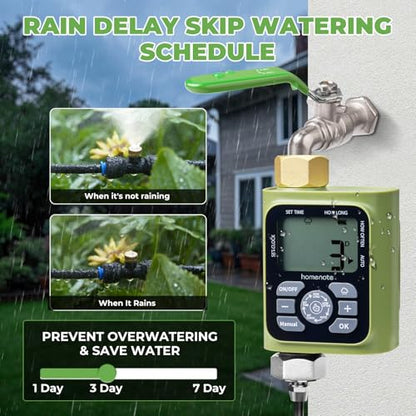 HOMENOTE Misting Cooling System with Timer, 59FT Misting Hose+20 Brass Nozzles+3/4" Brass Adapter+Water Timer with Mist Mode & Irrigation Mode, Outdoor Misters for Patio Cooling and Garden Watering - size: 59FT / 18M