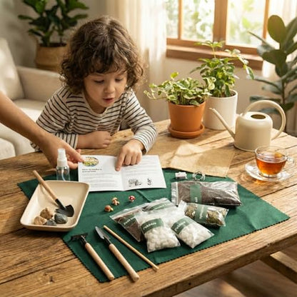 DIY Terrarium Kit with 13 Items Soil Pebbles Sphagnum Moss Activated Carbon Burlap Peat Moss Terrarium Tools Indoor Garden Make Your Own Terrarium - style: Terrarium Kit