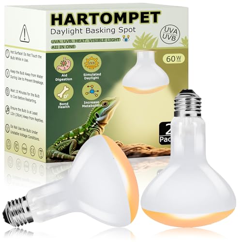 60W Reptile Heat Lamp Bulbs, 2.5 Inch UVA Basking Spot Light for Bearded Dragon, Lizard, Tortoise, Chicks & Amphibians – Simulated Natural Sunlight, Daylight Bulb for Terrarium E26 | 2 Pack - color: Yellow, size: 60W - Gen1 - R63