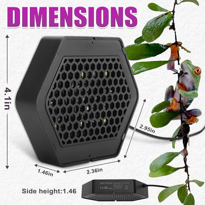 LED UVB Reptile Lamp, Adjustable LED Terrarium Light with 3 Modes, 5 Brightness Levels, 4/8/12H Daily Cycle Timer, Long-Life for Small to Medium-Large Reptiles Such as Bearded Dragons