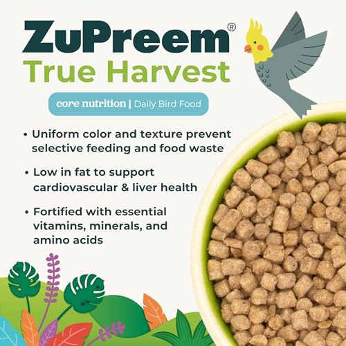 ZuPreem True Harvest Bird Food, Bird Feed Pellets for Parakeets, Budgies, Parrotlets, & Doves, Added Vitamins, Parakeet Food, Budgie Feed, Made in the USA (Small, 2.25 lb Bag) - size: 2.25 Pound (Pack of 1)