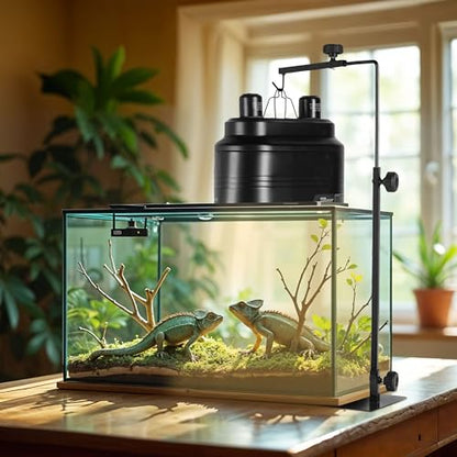 Simple Deluxe Dual Reptile Light Fixture 160W, Reflector Dome Heat/UVB Lamp Cap, for Small Animal Terrarium and Tortoise Habitat - size: Dual Dome Light 160W