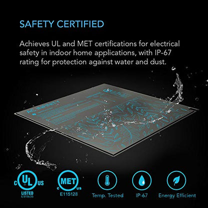 AC Infinity SUNCORE A3X2, Dual Waterproof Seedling Mats with Heat Controllers 10" x 20.75", UL & MET Certified Heating Pads, for Indoor Gardening, Hydroponics, Germination, Cloning
