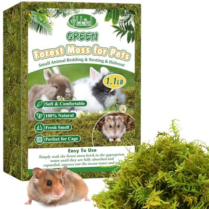 Halatool 25QT Hamster Moss for Bedding Nesting Hideout, 100% Natural Moss for Rabbits Squirrels Hamsters Guinea Pigs, Small Animals Cage Accessories Terrariums Reptiles Plants - size: 1.1lb/25qt