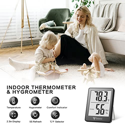 DOQAUS Digital Hygrometer Indoor Thermometer Room Thermometer with 5s Fast Refresh Temperature Humidity Monitor for Bed Room, Baby Room, Basement, Greenhouse, Office (Grey) - color: Grey