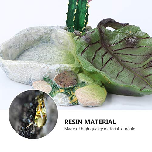 POPETPOP Reptile Water Dish: Cactus Shape Resin Reptile Feeding Dish for Bearded Dragon, Lizard, Spider