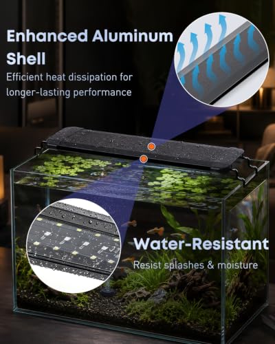 Pawfly 14W Aquarium LED Light for 18 to 24 Inch Fish Tanks Extendable Fish Tank Light with Full Spectrum Brilliant White Blue Red Lights with Daytime & Night Modes and Adjustable Brightness - color: Basic, size: 18"-24"