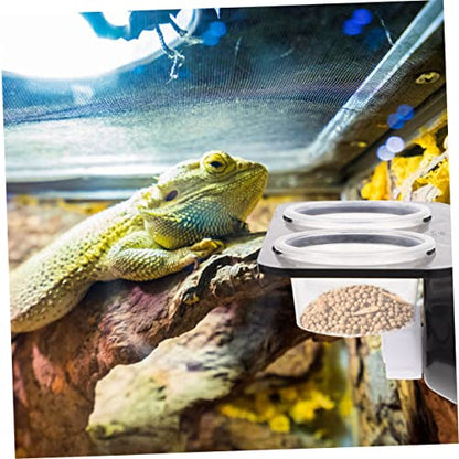 Happyyami Gecko Tank Snake Water Bowl Bearded Dragon Terrarium Lizard Feeding Ledge Reptile Water Feeder Tank Supplies