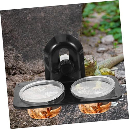 HEMOTON Reptile Feeder Water and Food Bowl Dual Compartment Container for Lizards Turtles Geckos Easy to Clean Suitable for Tanks Boxes