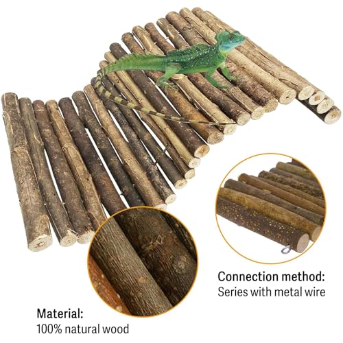 Hamiledyi Extra Large Tortoise Hide 20"x 11.8" Wooden Reptile Hides Large Snake Hide Turtle Hut Bendable Climbing Bridge Wood Tunnel Turtle Hideout for Ball Python Bearded Dragon Chameleon Lizard