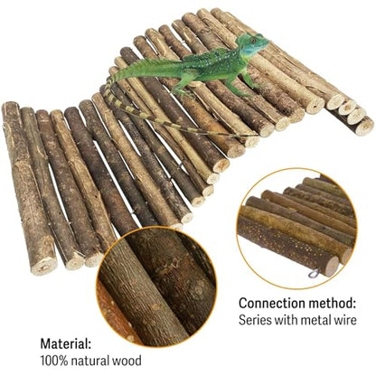 Hamiledyi Extra Large Tortoise Hide Reptile Hiding Cave Turtle Hut Gecko Hideaway Climbing Tunnel Toy Lizard Bendable Wooden Bridge for Adult Bearded Dragon Snake Chameleon Habitat Accessories