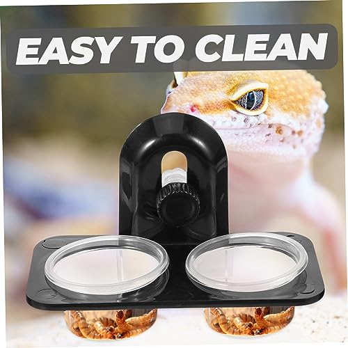 HEMOTON Reptile Feeder Water and Food Bowl Dual Compartment Container for Lizards Turtles Geckos Easy to Clean Suitable for Tanks Boxes