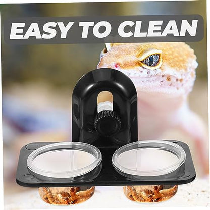 HEMOTON Reptile Feeder Water and Food Bowl Dual Compartment Container for Lizards Turtles Geckos Easy to Clean Suitable for Tanks Boxes
