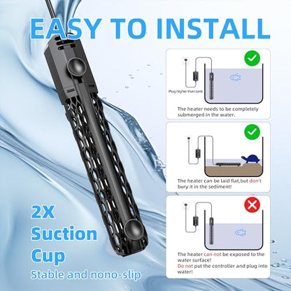 FREESEA Aquarium Heater for Fish Tank: 100W/200W/300W/500W Submersible Fish Tank Heater with Over-Temperature and Off-Water Protection for 75-120 Gallon Saltwater and Freshwater - size: 500W(75-120gallon)