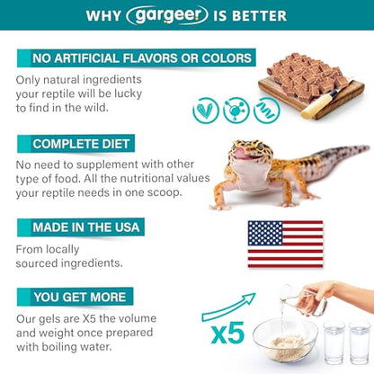 Gargeer Leopard Gecko Food 8oz. Complete Gel Diet for Both Juveniles and Adults. Proudly Made in The USA, Using Premium Ingredients, Fortified Gourmet Formula. - size: 8 Ounce (Pack of 1)