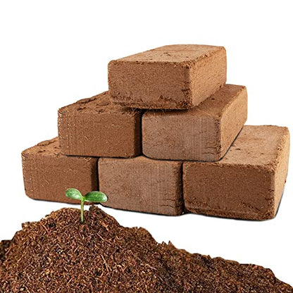 Coco Coir Brick for Plants-6 Pack Premium Coconut Bricks, 100% Organic Peat Moss, Fiber Coconut Husk for Planting, Gardening, Potting Soil Substrate - size: 6pcs