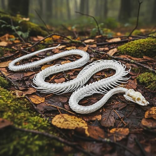 Taxidermy Real Animals Skull Decor - Model Animals Bones Specimen,Taxidermy Supplies for Science Education,Collection (Snake Skeleton) - style: Snake Skeleton