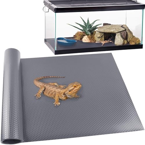 Reptile Carpet,Bearded Dragon Tank Accessories,Reptile Mat, Leopard Gecko Substrate,Bearded Dragon Tank Flooring,Snake,Tortoise Bedding(18" × 79 ", 1 PCS Grey Thicker Mat) - color: Grey 18"×79", size: 1 PCS