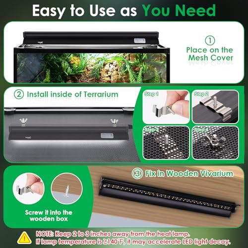 UVB Light for Reptiles, 10W HO LED UVB Reptile Light Fixture UVA UVB Lamp Bulb Terrarium Light with Timer and 5 Adjustable Brightness for Bearded Dragon Turtle Snake Crested Gecko Chameleon, 12 Inch - size: 12 Inch
