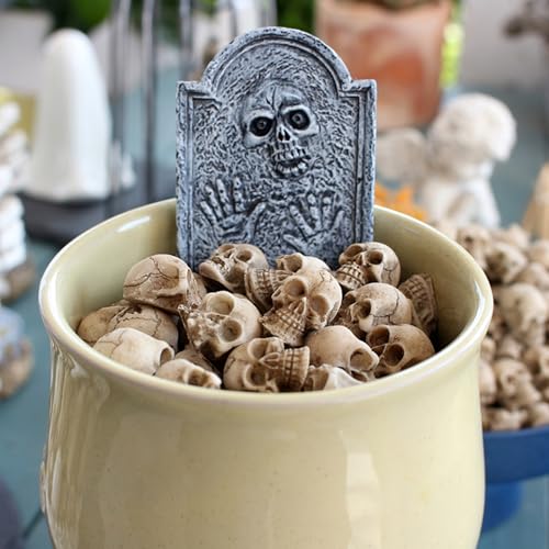 40Pcs Mini Skulls, Realistic Resin Skull, Scary Skeleton Head Halloween Miniatures for Micro Landscape Figure Scary Haunted Dollhouse Accessories