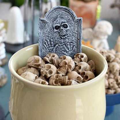 40Pcs Mini Skulls, Realistic Resin Skull, Scary Skeleton Head Halloween Miniatures for Micro Landscape Figure Scary Haunted Dollhouse Accessories
