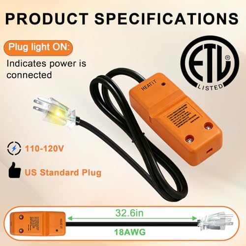 HEATIT HTM Accessory Connection Kit for Self-Regulating Heating Cable, 2.5 Feet Cold Lead, Compatible with Water Pipes - size: Connection kit