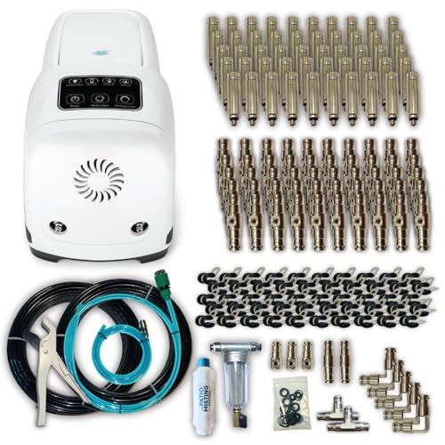 Patio Misters Pro - Ultra Fine Water Mister - Cooling Mist System for Midsize to Large Patio - High Pressure Misting Pump - Kit with Quiet Pump (1000 PSI) - DIY Installation