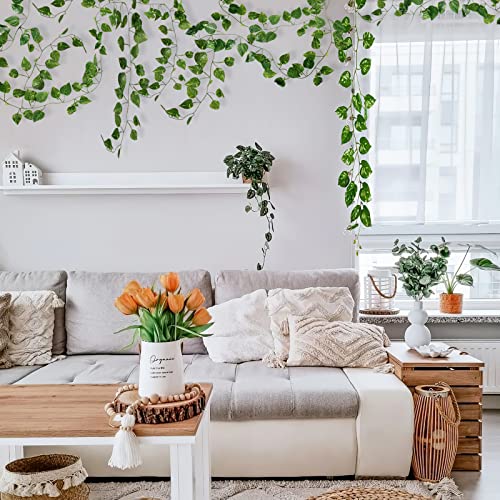 CQURE 140 Pack 980Ft Artificial Ivy Garland, Fake Vines UV Resistant Greenery Leaves Fake Plants Hanging Aesthetic Vines for Home Garden Wall Room Decor - size: 980 Ft