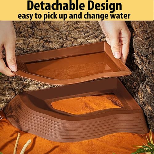 3PCS Tortoise Water Bowl with Ramp Leaf Tortoise Food Water Pool Reptile Bathing Turtle Soaking Dish Aquarium Habitat Accessories Small - size: Small